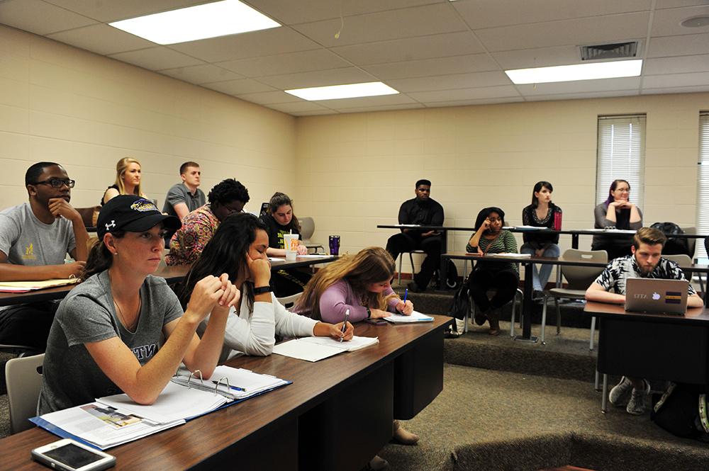 Montevallo students listen to a presentation.